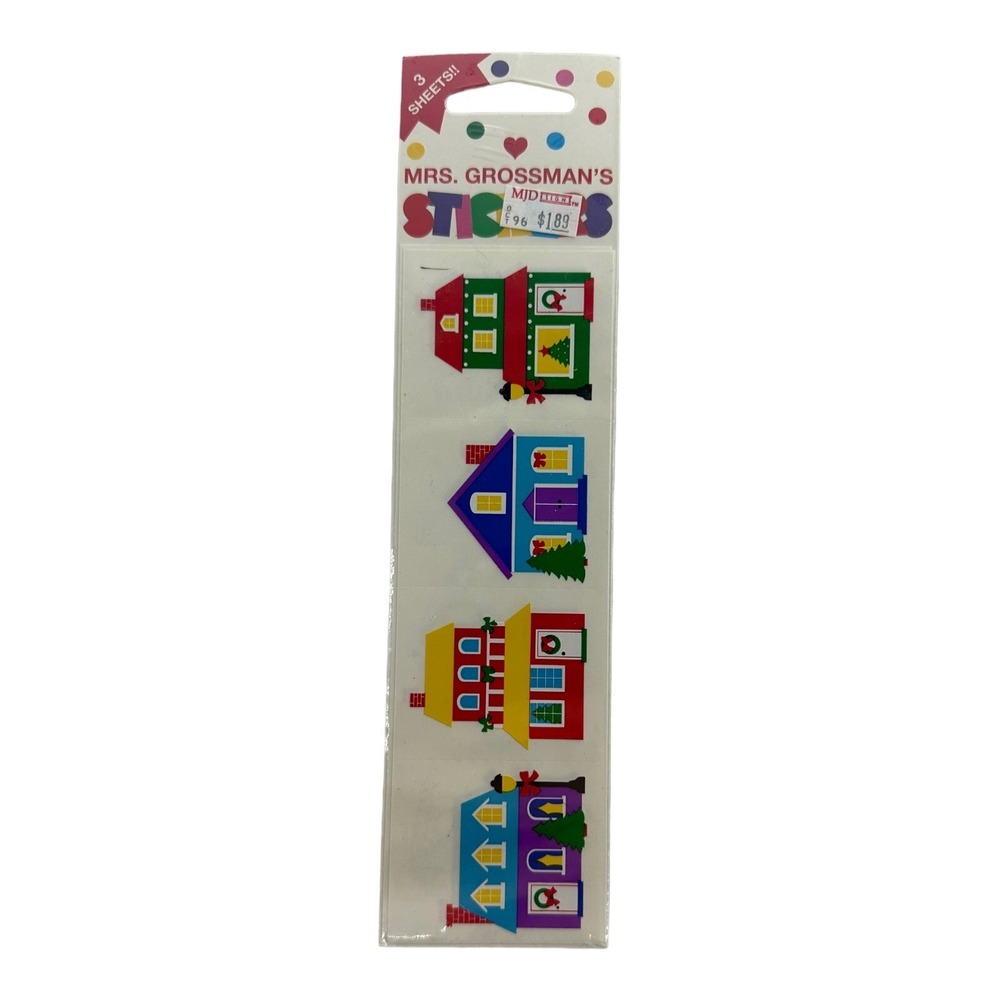Mrs. Grossman's Lot 3 Sheets Christmas Village Houses Stickers New Old Stock VTG